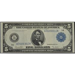 1914 $5 Boston Federal Reserve Note
