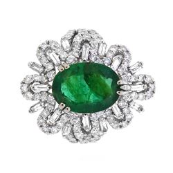 18KT White Gold 3.57ct Emerald and Diamond Ring