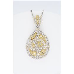 18KT Two Tone Gold 0.80ctw Diamond Pendant with Chain