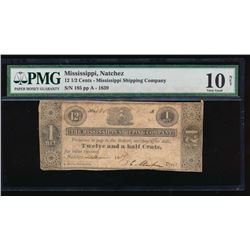 12 1/2 Cents 1839 Mississippi Shipping Company Obsolete Note PMG 10NET