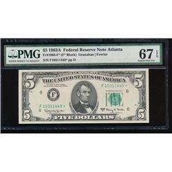 1963A $5 Atlanta Federal Reserve Star Note PMG 67EPQ