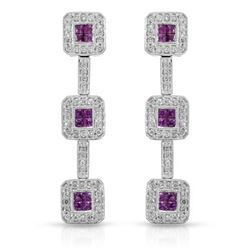 14KT White Gold 1.00ctw Ruby and Diamond Earrings