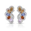 Image 1 : 14KT White Gold 5.53ctw Multi Color Sapphire and Diamond Earrings
