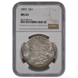 1897 $1 Morgan Silver Dollar Coin NGC MS65
