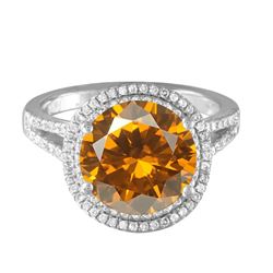 14KT White Gold 4.91ct Citrine and Diamond Ring