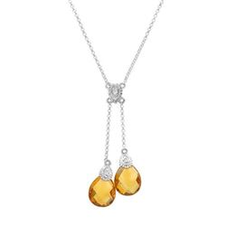 14KT White Gold 4.71ctw Citrine and Diamond Pendant with Chain