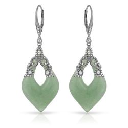 14KT White Gold 36.90ctw Aventurine and Diamond Earrings
