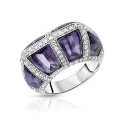 18KT White Gold 9.20ctw Amethyst and Diamond Ring