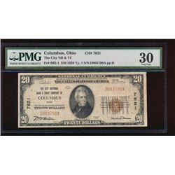 1929 $20 Columbus Ohio Nation Bank Note PMG 30