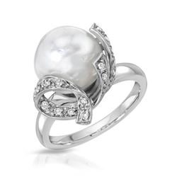 14KT White Gold 9.41ct Pearl and Diamond Ring