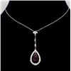 Image 5 : 14KT White Gold 2.43ct Pink Tourmaline and Diamond Pendant with Chain