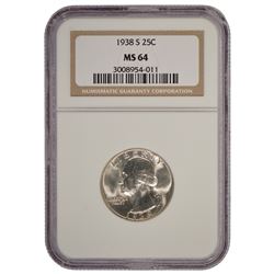 1938-S Washington Quarter Coin NGC MS64