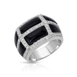 18KT White Gold 4.41ctw Onyx and Diamond Ring