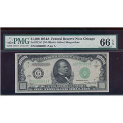 1934A $1000 Chicago Federal Reserve Note PMG 66EPQ