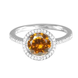 14KT White Gold 3.05ct Citrine and Diamond Ring