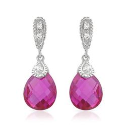 14KT White Gold 7.40ctw Pink Sapphire and Diamond Earrings