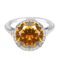 14KT White Gold 3.87ct Citrine and Diamond Ring