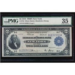1918 $2 New York Federal Reserve Bank Note PMG 35