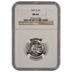 1937-D Buffalo Nickel Coin NGC MS66