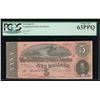 Image 1 : 1864 $5 Confederate States of America Note PCGS 63PPQ