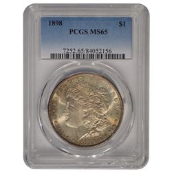 1898 $1 Morgan Silver Dollar Coin PCGS MS65