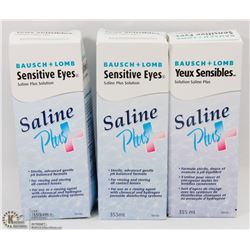 LOT OF 3 SALINE PLUS CONTACT SOLUTIONS