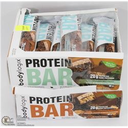 TWO BOXES OF BODY LOGIX PROTEIN BARS
