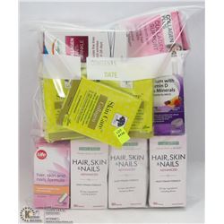 BAG OF ASSORTED HAIR, SKIN, NAILS HEALTH PILLS