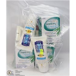BAG OF ASSORTED FOOT CARE PRODUCTS