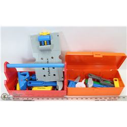 BOX OF KIDS FIX-IT PLAY TOOLS- MOSTLY FISHER PRICE