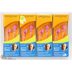 LOT OF 4 UNIVERSAL STEREO EARBUD HEADPHONES