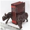 Image 1 : SET OF WOOD RHINOCEROS BOOK ENDS