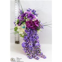 WHITE/ PURPLE ARTIFICIAL FLOWER WEDDING BOUQUET