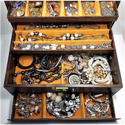 2)  DELUXE JEWELRY BOX & CONTENTS