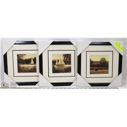 3 FRAMED MATCHING PRINTS - 2 OF SAILBOATS