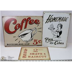 SET OF 3 METAL SIGNS HOMEMADE