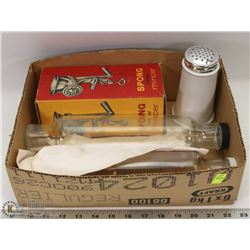 4) MADE IN ENGLAND GRINDER (MINCER) WITH 2 GLASS