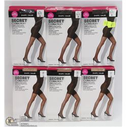 LOT OF 6 SECRET COLLECTION PANTYHOSE SIZE D