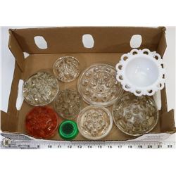 5) 9 FLOWER FROGS - DEPRESSION GLASS - DIFFERENT