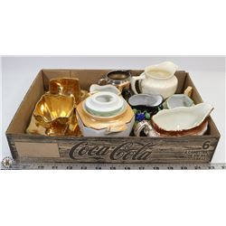 FLAT OF VINTAGE CREAMER AND SUGARS AND MORE