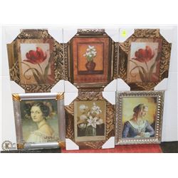 9 ASSORTED FRAMED PICTURES