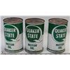 Image 1 : 3 QUAKER STATE QUART CANS.