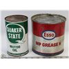 Image 1 : ESSO 5LB GREASE TIB & ONE QUAKER STATE QUART CANS.