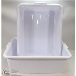 TOTE BOX - LOT OF 2 - WHITE  7" DEEP