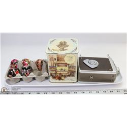 SMALL FLAT OF 5 PSANKA HAND PAINTED EGGS, BROWNIE