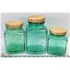 Image 1 : 3 AQUA GLASS KITCHEN CONTAINERS