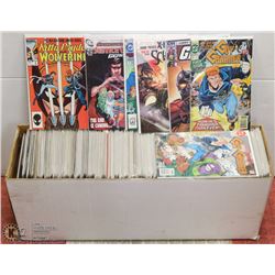 BOX OF OVER 250 COMICS BAGGED & BOARDED.