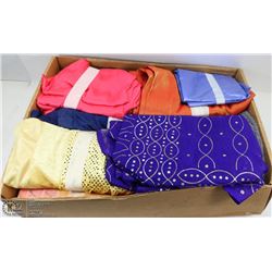 XL LOT OF MATERIAL INCLUDING SAREES, SCARVES