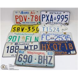 LOT OF 9 ASSORTED LICENSE PLATES INCL NORTH WEST