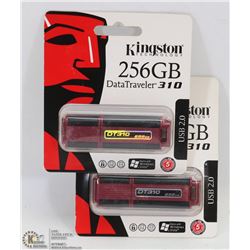 LOT OF 2 KINGSTON 256 GIG MEMORY USB STICKS